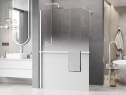 Mexen Kioto+ Duschwand mit Ablage Walk-in 140 x 200 cm, Ombre Weiß 8 mm, Weiß - 800-140-121-20-86