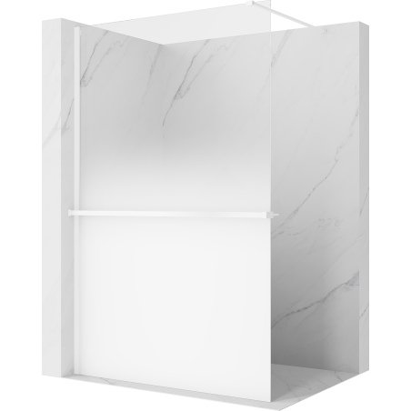 Mexen Kioto+ Duschwand mit Regal Walk-in 150 x 200 cm, Ombre weiß 8 mm, weiß - 800-150-121-20-86