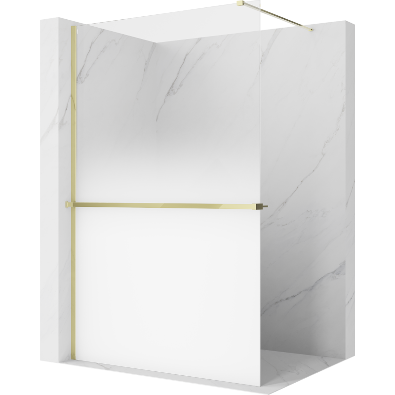 Mexen Kioto+ Duschwand mit Ablage Walk-in 70 x 200 cm, Ombre Weiß 8 mm, Gold - 800-070-121-50-86