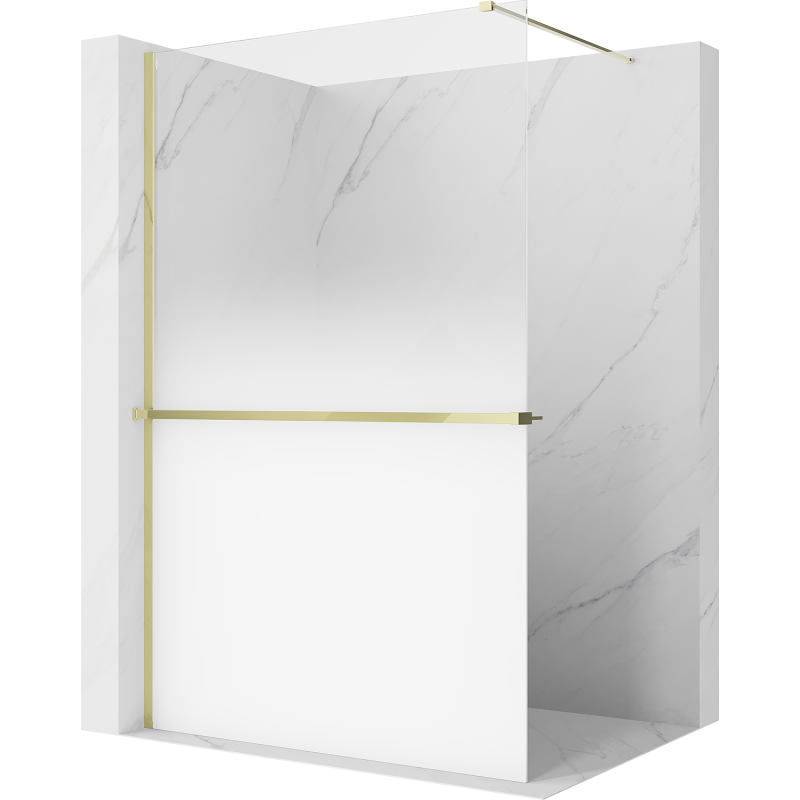 Mexen Kioto+ Duschwand mit Ablage Walk-in 90 x 200 cm, Ombre Weiß 8 mm, Gold - 800-090-121-50-86