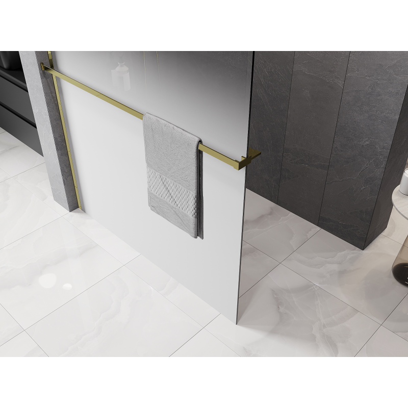 Mexen Kioto+ Duschwand mit Ablage Walk-in 110 x 200 cm, ombre weiß 8 mm, gold - 800-110-121-50-86