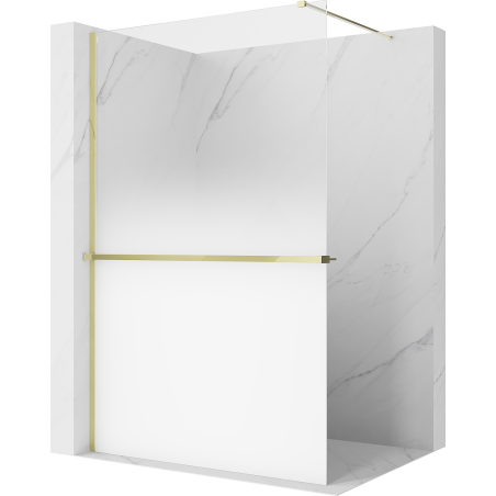 Mexen Kioto+ Duschwand mit Ablage Walk-in 120 x 200 cm, weißes Ombre 8 mm, Gold - 800-120-121-50-86