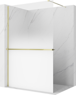 Mexen Kioto+ Duschwand mit Ablage Walk-in 130 x 200 cm, ombre weiß 8 mm, gold - 800-130-121-50-86