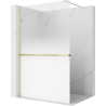 Mexen Kioto+ Duschwand mit Regal Walk-in 140 x 200 cm, Ombre Weiß 8 mm, Gold - 800-140-121-50-86