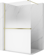Mexen Kioto+ Duschwand mit Ablage Walk-in 110 x 200 cm, Ombre Weiß 8 mm, gebürstet Gold - 800-110-121-55-86