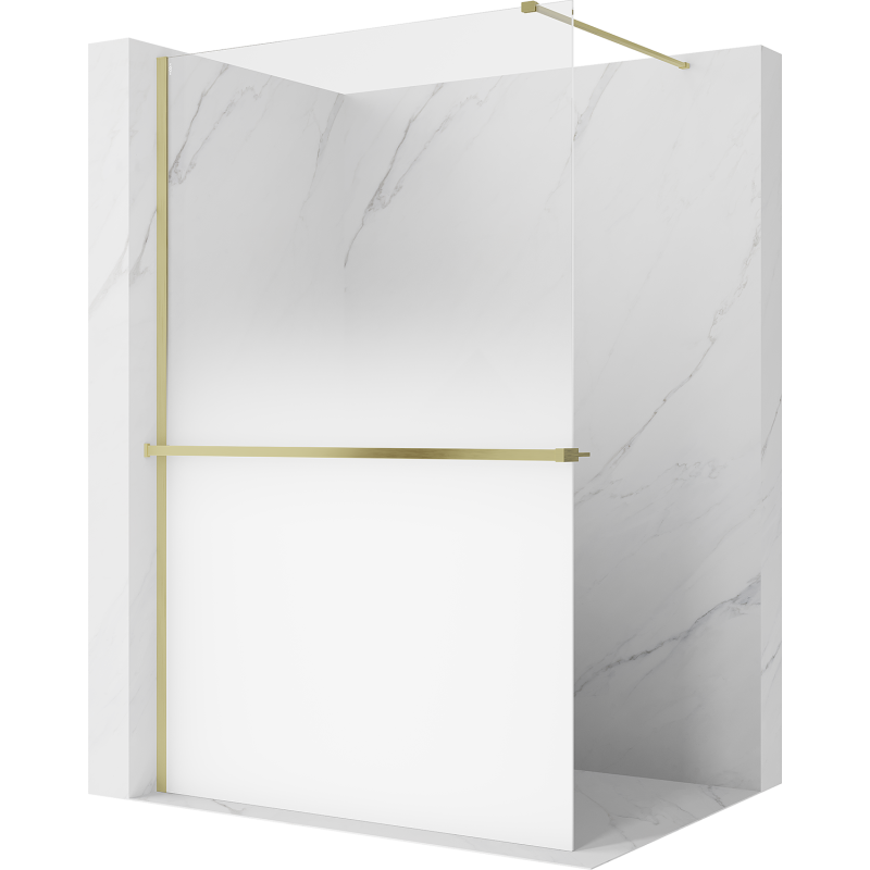 Mexen Kioto+ Duschwand mit Regal Walk-in 120 x 200 cm, Ombre Weiß 8 mm, gebürstetes Gold - 800-120-121-55-86