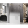 Mexen Kioto+ Duschwand mit Regal Walk-in 130 x 200 cm, Ombre Weiß 8 mm, gebürstetes Gold - 800-130-121-55-86