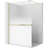 Mexen Kioto+ Duschwand mit Regal Walk-in 130 x 200 cm, Ombre Weiß 8 mm, gebürstetes Gold - 800-130-121-55-86