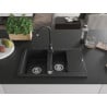 Mexen Gaspar Granitspüle 1,5-Becken mit Abtropffläche und Küchenarmatur Telma, schwarz - 6507-77-670200-70