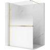 Mexen Kioto+ Duschwand mit Regal Walk-in 150 x 200 cm, Ombre Weiß 8 mm, gebürstetes Gold - 800-150-121-55-86