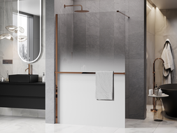 Mexen Kioto+ Duschtür mit Regal Walk-in 80 x 200 cm, Ombre Weiß 8 mm, Roségold - 800-080-121-60-86
