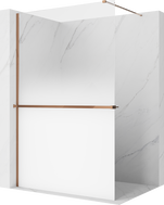 Mexen Kioto+ Duschwand mit Ablage Walk-in 90 x 200 cm, Ombre Weiß 8 mm, Roségold - 800-090-121-60-86