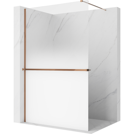 Mexen Kioto+ Duschwand mit Ablage Walk-in 130 x 200 cm, Ombre Weiß 8 mm, Roségold - 800-130-121-60-86