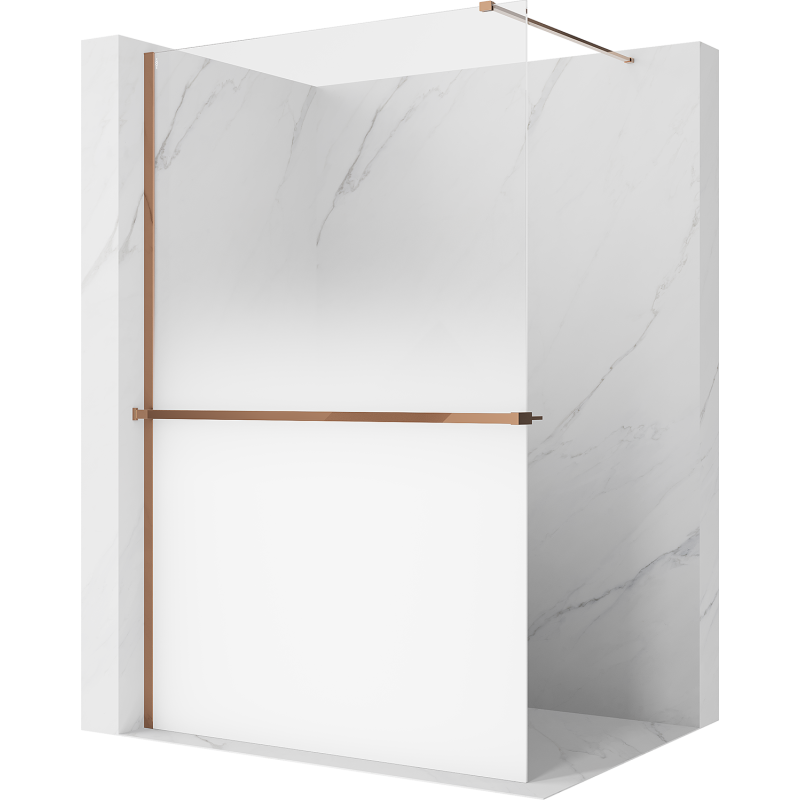 Mexen Kioto+ Duschwand mit Ablage Walk-in 140 x 200 cm, Ombre Weiß 8 mm, Roségold - 800-140-121-60-86