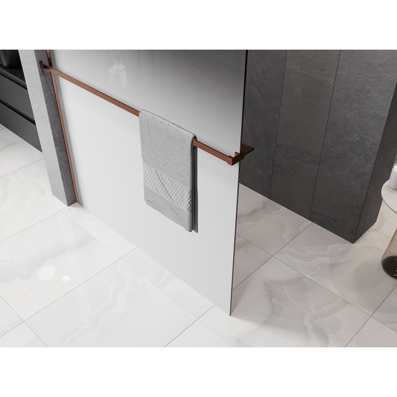 Mexen Kioto+ Duschwand mit Regal Walk-in 150 x 200 cm, Ombre Weiß 8 mm, Roségold - 800-150-121-60-86