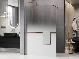 Mexen Kioto+ Duschwand mit Regal Walk-in 80 x 200 cm, ombre weiß 8 mm, gebürstetes Kupfer - 800-080-121-65-86