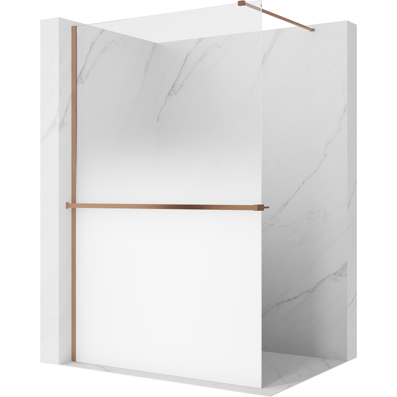 Mexen Kioto+ Duschwand mit Ablage Walk-in 130 x 200 cm, ombre weiß 8 mm, gebürstetes Kupfer - 800-130-121-65-86