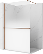 Mexen Kioto+ Duschwand mit Ablage Walk-in 140 x 200 cm, Ombre Weiß 8 mm, Gebürstetes Kupfer - 800-140-121-65-86