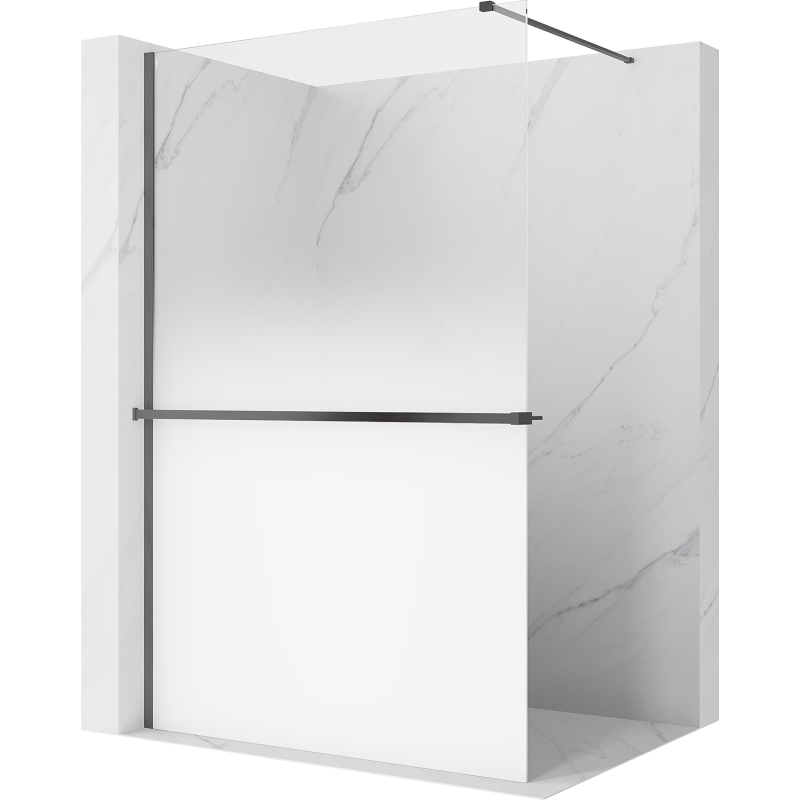 Mexen Kioto+ Duschwand mit Ablage Walk-in 70 x 200 cm, ombre weiß, 8 mm, gebürstetes Gun Gray - 800-070-121-66-86