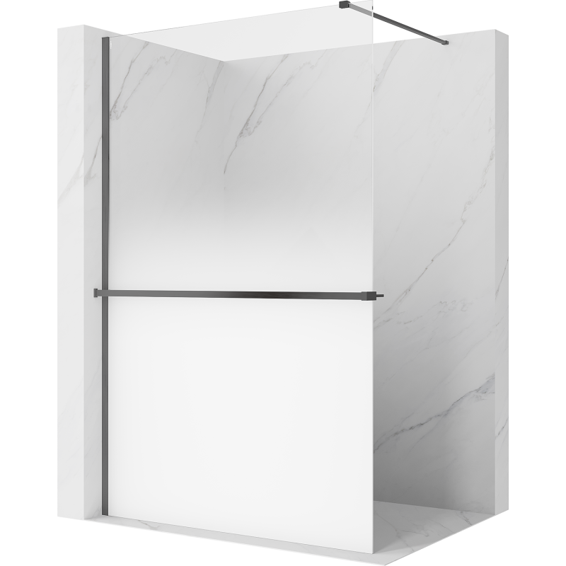 Mexen Kioto+ Duschwand mit Regal Walk-in 80 x 200 cm, Ombre weiß 8 mm, gun gray gebürstet - 800-080-121-66-86