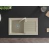 Mexen Pablo Einbauspüle Granit 1-Kammer mit Abtropffläche und Küchenarmatur Telma, beige - 6510-69-670200-69