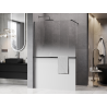 Mexen Kioto+ Duschwand mit Regal Walk-in 130 x 200 cm, Ombre Weiß 8 mm, Gun Gray gebürstet - 800-130-121-66-86