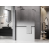 Mexen Kioto+ Duschtür mit Regal Walk-in 90 x 200 cm, Ombre Weiß 8 mm, Schwarz - 800-090-121-70-86