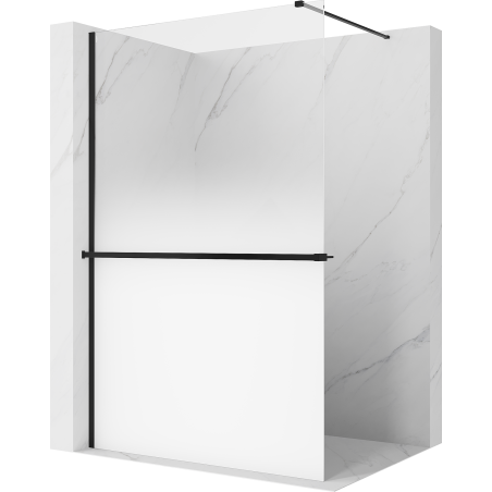 Mexen Kioto+ Duschwand mit Regal Walk-in 120 x 200 cm, Ombre Weiß 8 mm, Schwarz - 800-120-121-70-86