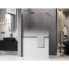 Mexen Kioto+ Duschwand mit Regal Walk-in 140 x 200 cm, ombre weiß 8 mm, schwarz - 800-140-121-70-86