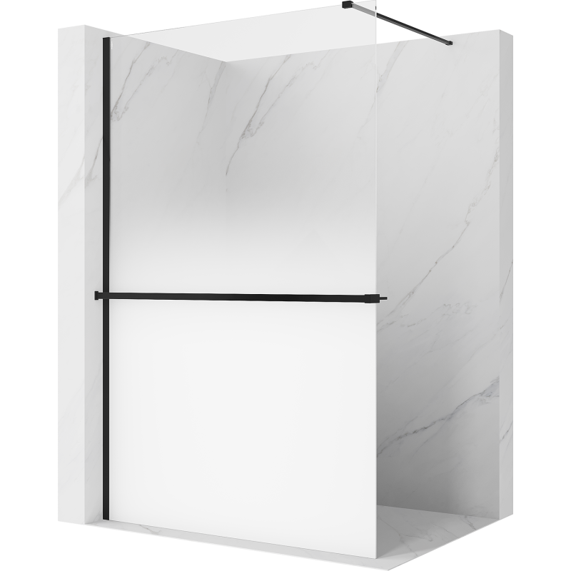 Mexen Kioto+ Duschwand mit Regal Walk-in 140 x 200 cm, ombre weiß 8 mm, schwarz - 800-140-121-70-86