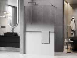 Mexen Kioto+ Duschwand mit Ablage Walk-in 100 x 200 cm, ombre weiß 8 mm, Gunmetal - 800-100-121-95-86