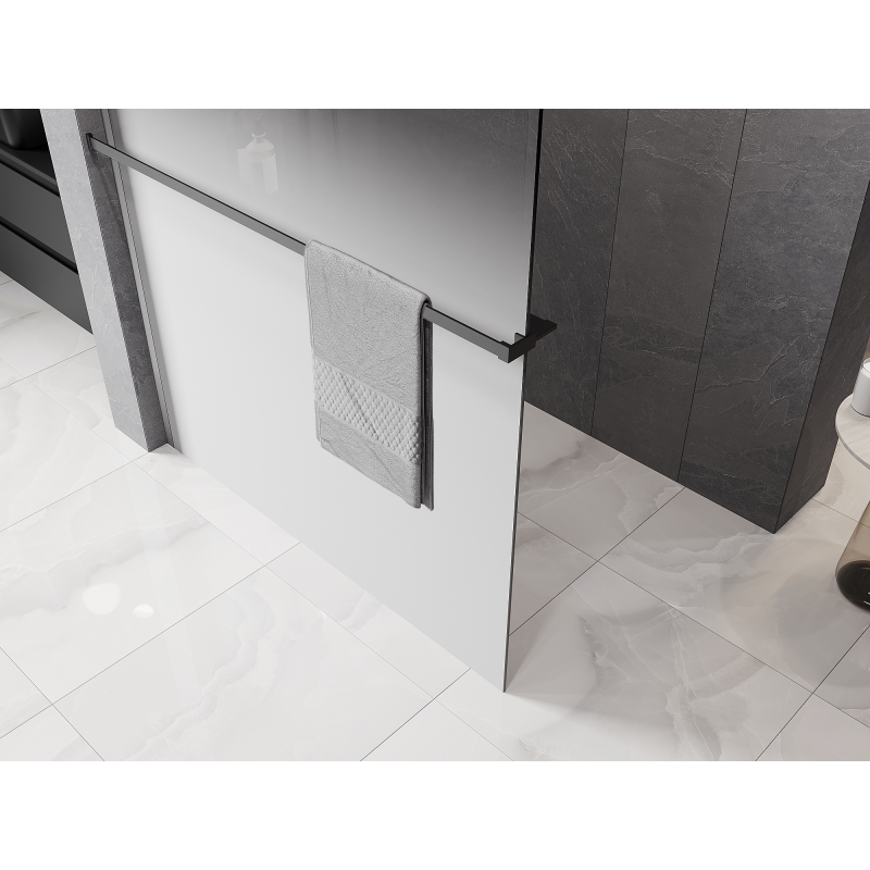Mexen Kioto+ Duschwand mit Regal Walk-in 110 x 200 cm, Ombre Weiß 8 mm, Gun Metal - 800-110-121-95-86