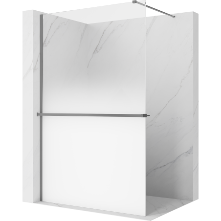 Mexen Kioto+ Duschwand mit Ablage Walk-in 120 x 200 cm, Ombre Weiß 8 mm, Gun Metal - 800-120-121-95-86