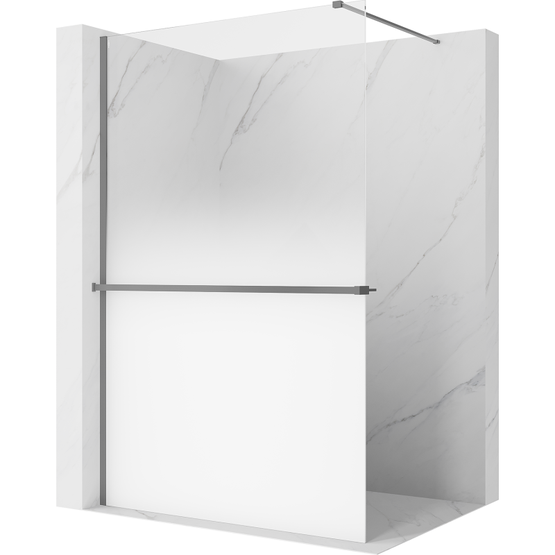 Mexen Kioto+ Duschwand mit Regal Walk-in 130 x 200 cm, weiße Ombre 8 mm, Gun Metal - 800-130-121-95-86