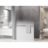 Mexen Kioto+ Duschwand mit Ablage Walk-in 70 x 200 cm, Ombre Weiß 8 mm, Gebürsteter Nickel - 800-070-121-97-86