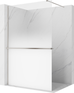 Mexen Kioto+ Duschwand mit Ablage Walk-in 100 x 200 cm, weißes Ombre 8 mm, gebürsteter Nickel - 800-100-121-97-86