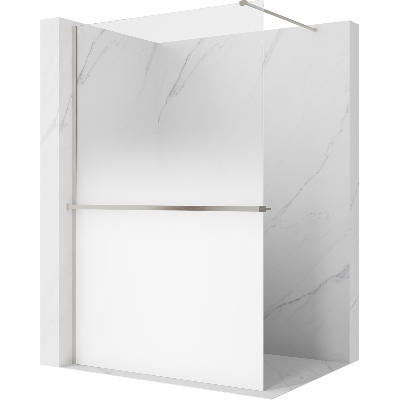 Mexen Kioto+ Duschwand mit Ablage Walk-in 110 x 200 cm, Ombre Weiß 8 mm, gebürsteter Nickel - 800-110-121-97-86