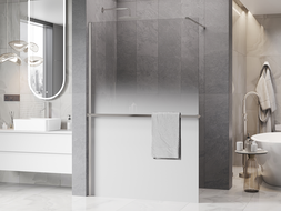 Mexen Kioto+ Duschwand mit Ablage Walk-in 120 x 200 cm, ombre weiß 8 mm, gebürsteter Nickel - 800-120-121-97-86