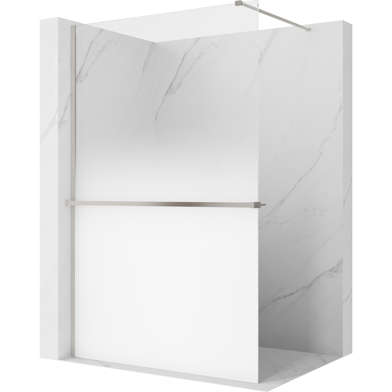 Mexen Kioto+ Duschwand mit Ablage Walk-in 120 x 200 cm, ombre weiß 8 mm, gebürsteter Nickel - 800-120-121-97-86