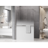 Mexen Kioto+ Duschwand mit Regal Walk-in 130 x 200 cm, Ombre Weiß 8 mm, gebürsteter Nickel - 800-130-121-97-86