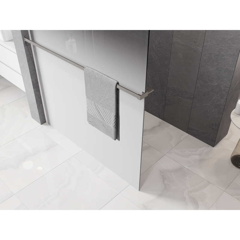 Mexen Kioto+ Duschwand mit Regal Walk-in 150 x 200 cm, ombre weiß 8 mm, gebürstetes Nickel - 800-150-121-97-86