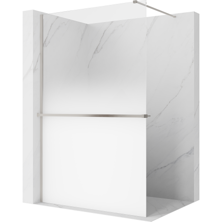 Mexen Kioto+ Duschwand mit Regal Walk-in 150 x 200 cm, ombre weiß 8 mm, gebürstetes Nickel - 800-150-121-97-86