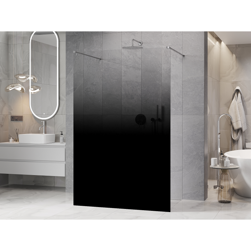 Mexen Kioto Freistehende Duschwand 100 x 200 cm, Ombre Schwarz 8 mm, Chrom - 800-100-002-01-76