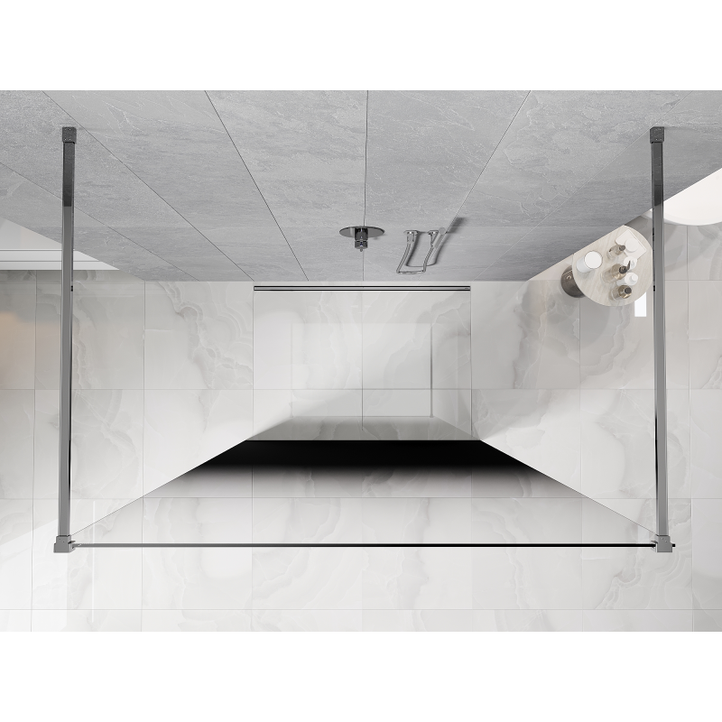 Mexen Kioto Freistehende Duschwand 150 x 200 cm, Ombre Schwarz 8 mm, Chrom - 800-150-002-01-76