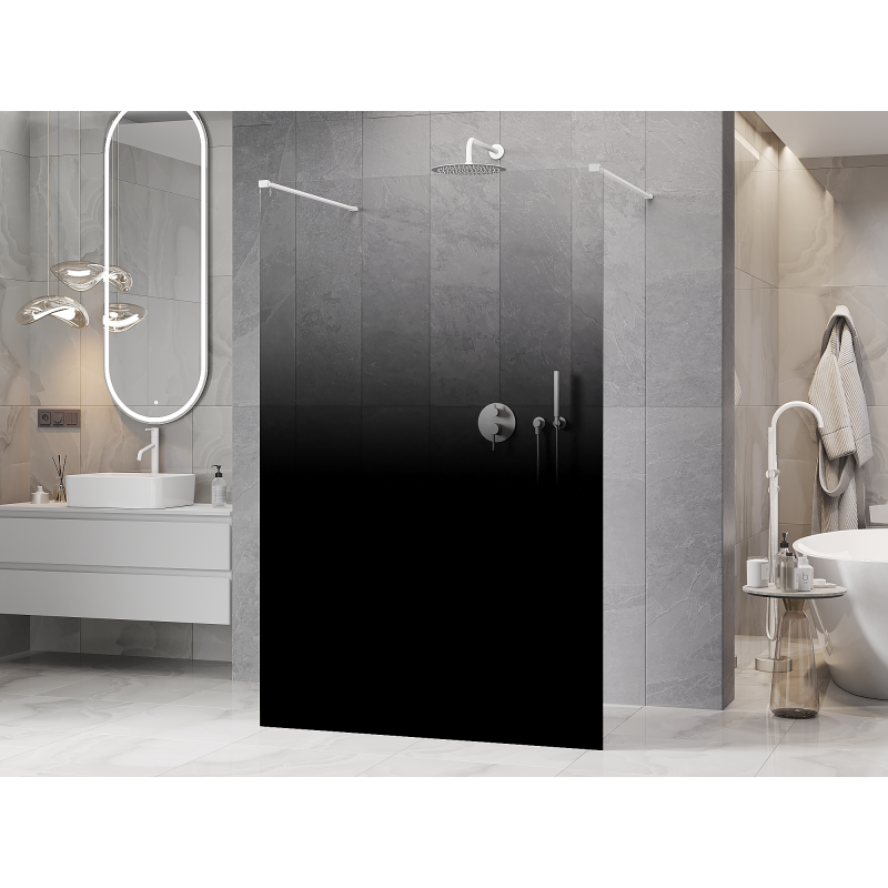 Mexen Kioto freistehende Duschwand 150 x 200 cm, ombre schwarz 8 mm, weiß - 800-150-002-20-76