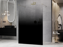 Mexen Kioto freistehende Duschwand 110 x 200 cm, schwarze Ombre 8 mm, gold - 800-110-002-50-76