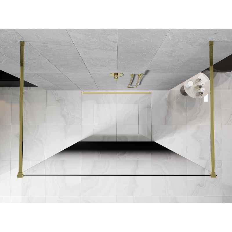 Mexen Kioto freistehende Duschwand 110 x 200 cm, schwarze Ombre 8 mm, gold - 800-110-002-50-76