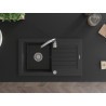 Mexen Pablo 1-Kammer Granitspüle mit Abtropffläche und Küchenarmatur Telma, schwarz - 6510-77-670200-00