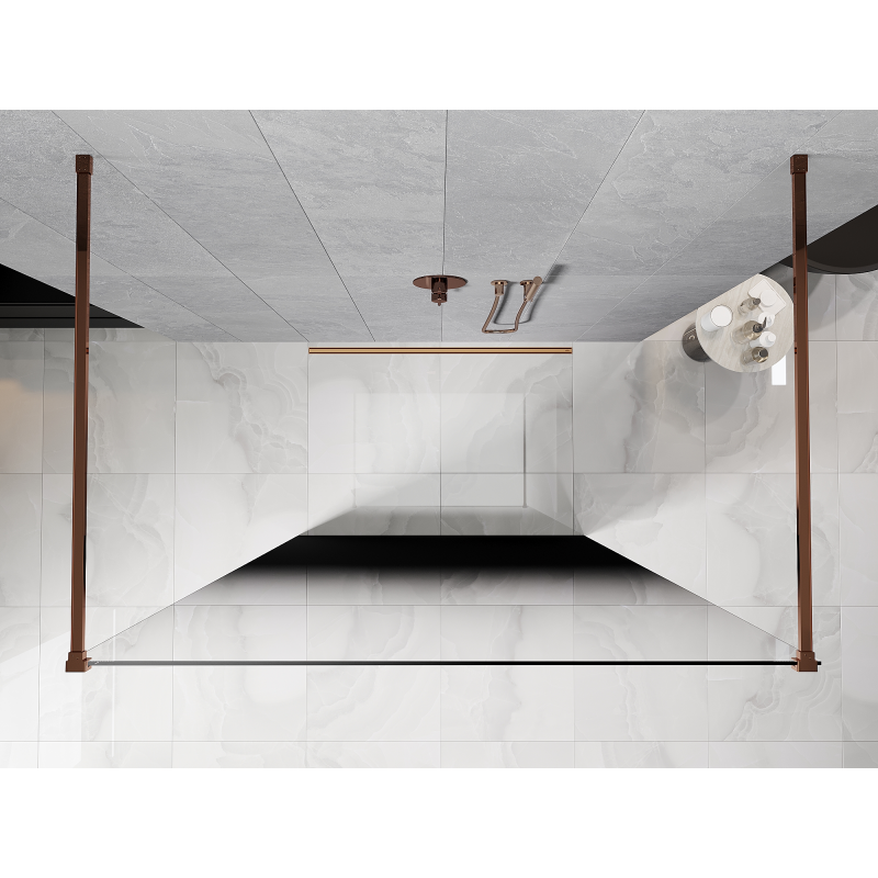 Mexen Kioto Freistehende Duschwand 140 x 200 cm, Ombre Schwarz 8 mm, Roségold - 800-140-002-60-76