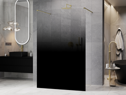 Mexen Kioto freistehende Duschwand 100 x 200 cm, Ombre Schwarz 8 mm, gebürstetes Kupfer - 800-100-002-65-76